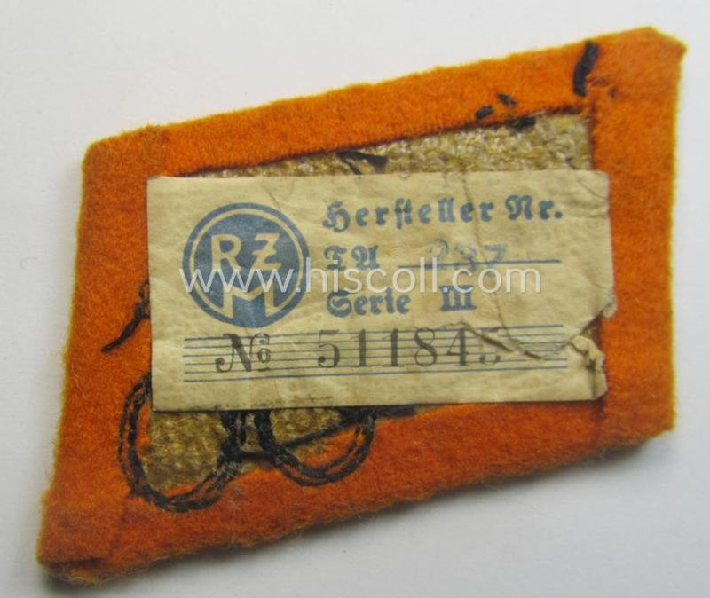 Single, SA (ie. 'Sturmabteilungen') collar-patch (ie. 'Kragenspiegel'): 'SA-Mitglied' serving within the: 'SA-Standarte 99/IV' ('SA-Gruppe Elbe o. Neckar') — image 2