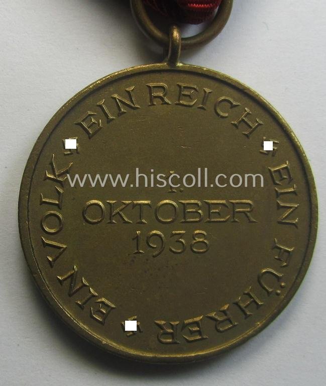 Hardly used, WH Czech-occupation- (ie. 'Anschluss'-) medal: '1. Oktober 1938' that comes stored in its bordeaux-red-coloured- and/or non-maker-marked etui as issued — image 3