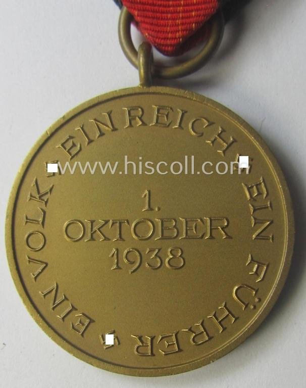 Hardly used, WH Czech-occupation- (ie. 'Anschluss'-) medal: '1. Oktober 1938' that comes stored in its bordeaux-red-coloured- and/or non-maker-marked etui as issued — image 3