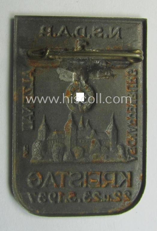 Commemorative, so-called: N.S.D.A.P.-related 'tinnie' (ie. 'Tagungs- o. Veranstaltungsabzeichen'-) being a non-maker-marked example showing the text: 'N.S.D.A.P. Kreistag - Aschaffenburg - Alzenau - 22. u. 23.5.1937' — image 2