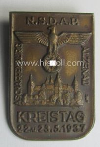 Commemorative, so-called: N.S.D.A.P.-related 'tinnie' (ie. 'Tagungs- o. Veranstaltungsabzeichen'-) being a …