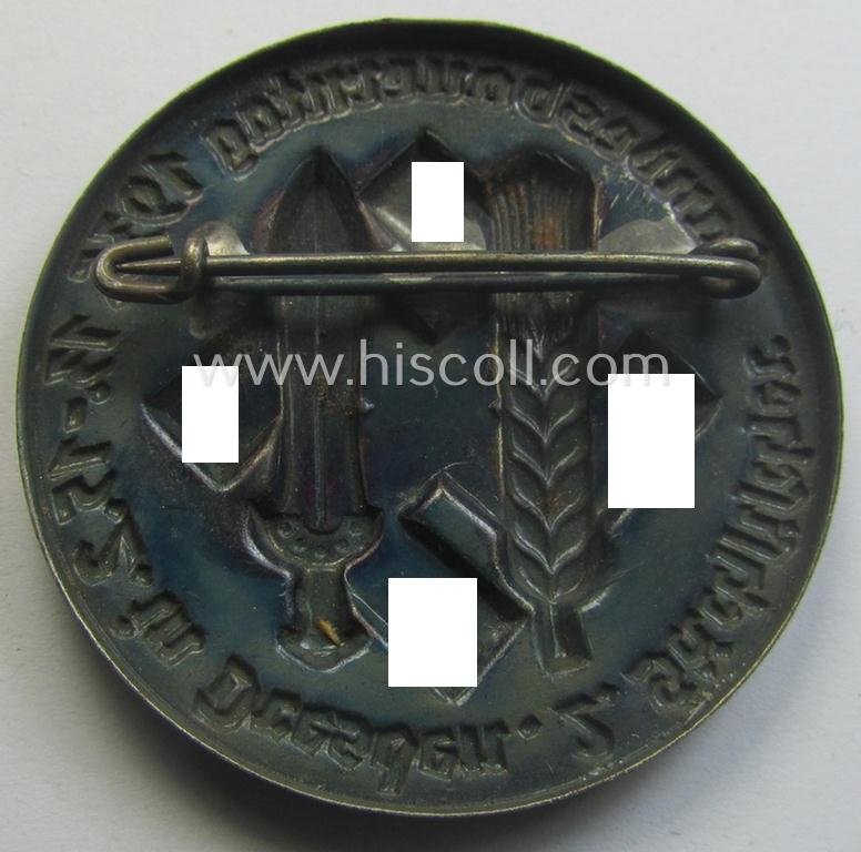 'Reichsnährstand'- (ie. 'RNSt.'-) related day-badge (ie. 'tinnie') as issued to commemorate a locally-held: 'RNSt.'-related gathering entitled: '2. Sächsischer Landesbauerntag 1935 - 13.-15.2. in Dresden' — image 2