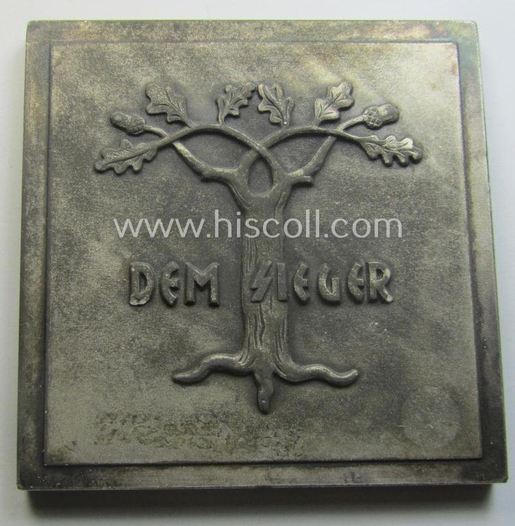 Luxuriously-styled - and with certainty rarely seen! - SA- (ie. 'Sturmabteilungen'-) related commemorative-plaque (ie. 'Erinnerungs- o. nichttragbare Plakette') entitled: 'S.A. Wintersportkämpfe - Gr. Bayer.Ostmark - 4./5. Febr. 1939 - Dem Sieger' — image 4