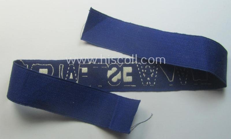 Minimally used, typical bluish-coloured- and/or linnen-based 'Der Stahlhelmbund' (ie. 'Der Stahlhelm' - Bund der Frontsoldaten (or: Sta)' cuff-title (ie. 'Ärmelstreifen') entitled: 'L.V. Westfalen' — image 4