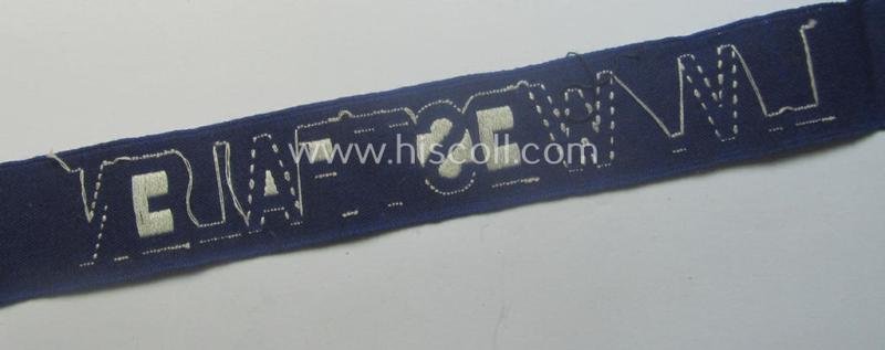 Minimally used, typical bluish-coloured- and/or linnen-based 'Der Stahlhelmbund' (ie. 'Der Stahlhelm' - Bund der Frontsoldaten (or: Sta)' cuff-title (ie. 'Ärmelstreifen') entitled: 'L.V. Westfalen' — image 5
