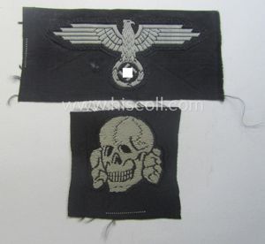 Waffen-SS, 'BeVo'-woven-style skull- and cap-eagle-set (ie. 'Totenkopf- u. Adler-Effektensatz für …