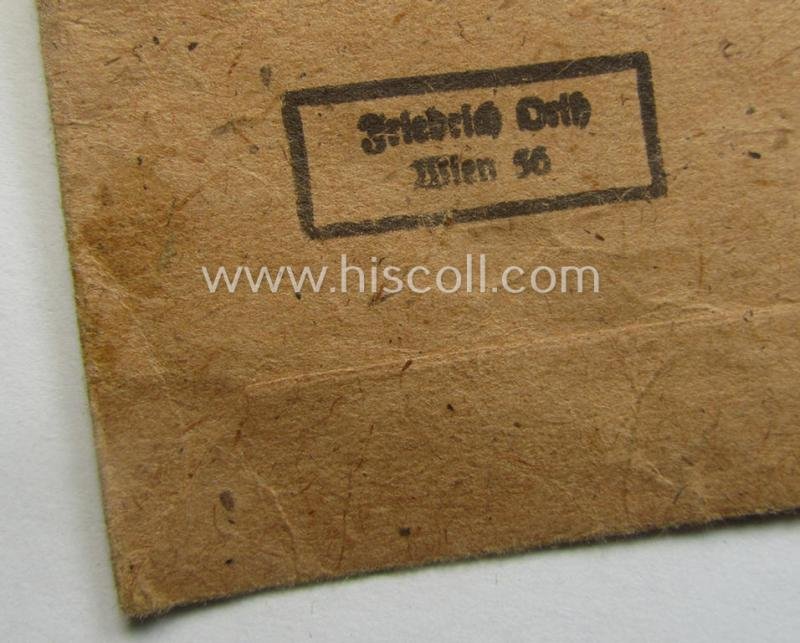 WH (Heeres ie. Waffen-SS) 'Krim'-campaign-shield (by the maker: 'Friedrich Orth') that comes stored in its period (and rarely seen!) 'Zellstoff'-based pouch and that comes in a probably issued- (albeit still 'virtually mint'-), condition — image 7