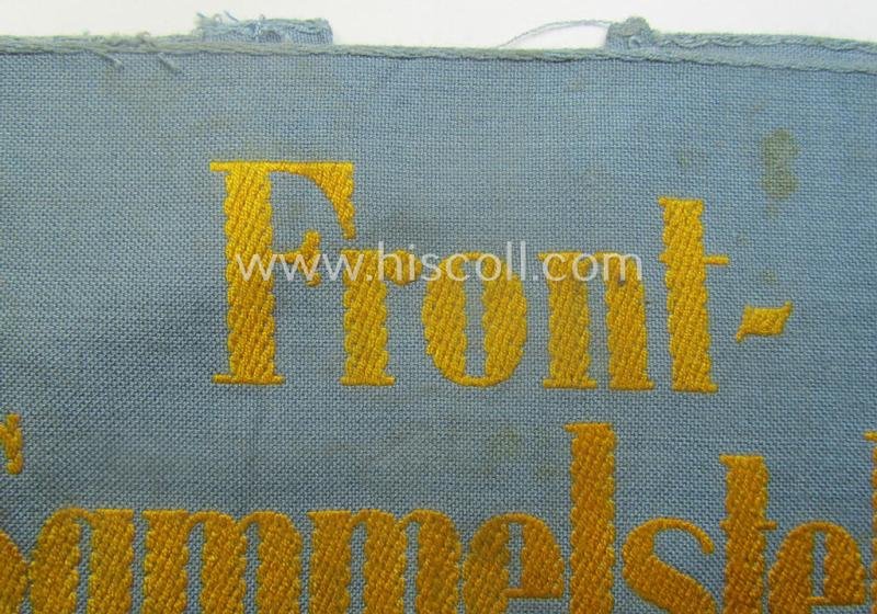 Truly used- and/or worn, WH (Heeres) related armband (ie. 'Armbinde') entitled: 'Front-Sammelstelle' — image 2