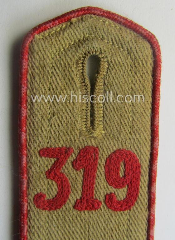 Early-pattern, 'HJ'- (ie. 'Hitlerjugend'-) shoulderstrap for usage by a: 'Hitlerjunge' who was attached to the: 'Oberbann I - Bann 319' (Bann 319 = 'Bann Ansbach' situated in the 'Gebiet Süd Franken') — image 2