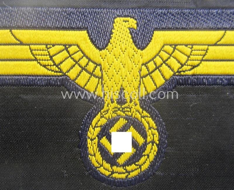 WH (Kriegsmarine) breast-eagle (ie. 'Brustadler für Mannschaften u. Uffz. der Kriegsmarine-Truppen') being a 'standard-pattern-example as executed in the 'BeVo'-weave-pattern on a darker-blue-coloured background — image 2