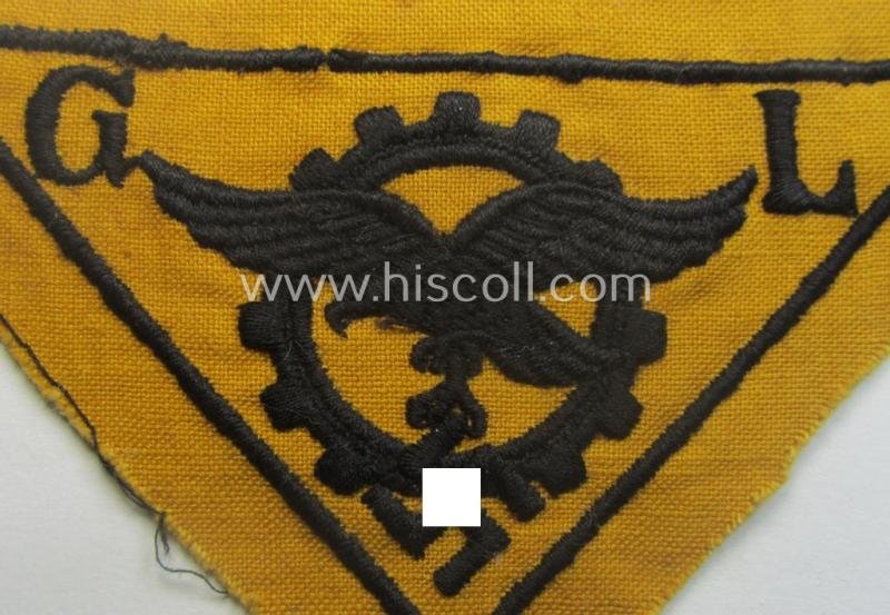 WH (Luftwaffe)-related, EM- (ie. NCO-pattern-) machine-embroidered breast-badge ie. eagle-device as was specifically intended for staff working within the WH 'Generalluftzeugmeister'- (ie. 'GL'-) organisation — image 2