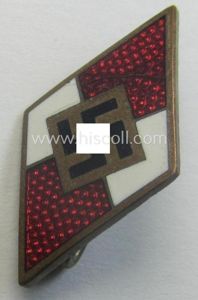 HJ (ie. 'Hitlerjugend') enamelled lapel-pin (ie.: 'Raute') with a: 'RzM …
