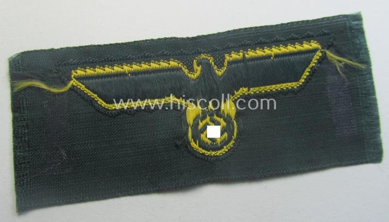 WH (Kriegsmarine o. Küsten-Artillerie) 'BeVo'-weave pattern side-cap-eagle onto a darker-green-coloured background — image 3