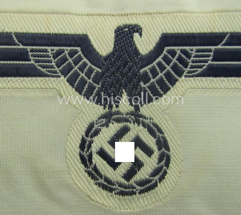 WH (KM) related breast-eagle (ie. 'Brustadler für Mannschaften u. Uffz. der Kriegsmarine') being a 'standard-issue'-pattern-example as executed in the 'BeVo'-weave-pattern on a white-coloured background — image 2