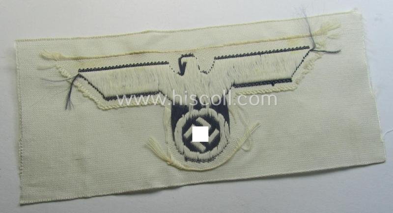 WH (KM) related breast-eagle (ie. 'Brustadler für Mannschaften u. Uffz. der Kriegsmarine') being a 'standard-issue'-pattern-example as executed in the 'BeVo'-weave-pattern on a white-coloured background — image 3