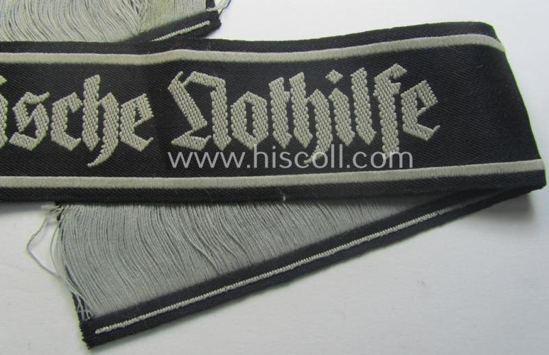 Minimally used and/or carefully tunic-removed, TeNo-cuff-title (ie. 'Ärmelstreifen') entitled: 'Technische Nothilfe' (= 'TeNo') being a full length example as was woven in the neat 'BeVo'-weave pattern — image 3