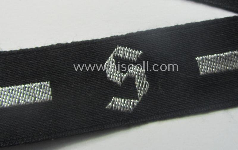 RAD (ie. 'Reichsarbeitsdienst') officers'-pattern, commemorative cuff-title (ie. 'Dienstärmelstreifen') depicting a capital 'S'-character (as was intended for commissioned-staff working on the various 'Westwall'-fortifications) — image 2