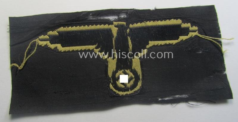 Partly damaged, 'SS' (ie. 'Waffen-SS') 'BeVo'-woven, EM- (ie. NCO-pattern) tropical-styled arm-eagle (ie. 'Tropen-Ärmeladler für Mannschaften u. Unterführer der Waffen-SS') — image 3