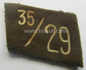 Single, SA (ie. 'Sturmabteilungen') collar-patch (ie. 'Kragenspiegel'): 'SA-Mitglied': 'SA-Standarte 35/29' …