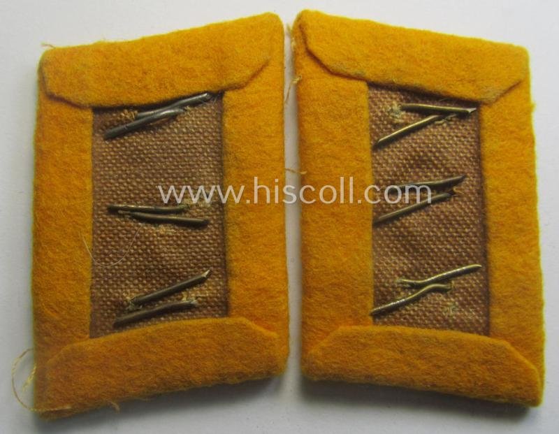 Fully matching pair of WH (Luftwaffe) golden-yellow-coloured, EM- (ie. NCO-) type collar-patches (ie. 'Kragenspiegel') as was intended for usage by a member serving within a: 'Flieger- o. Fallschirmjäger' regiment ie. unit — image 2