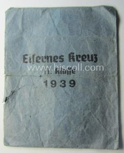 Medal-pouch entitled: 'Eisernes Kreuz 2. Klasse 1939' being a (typical) …