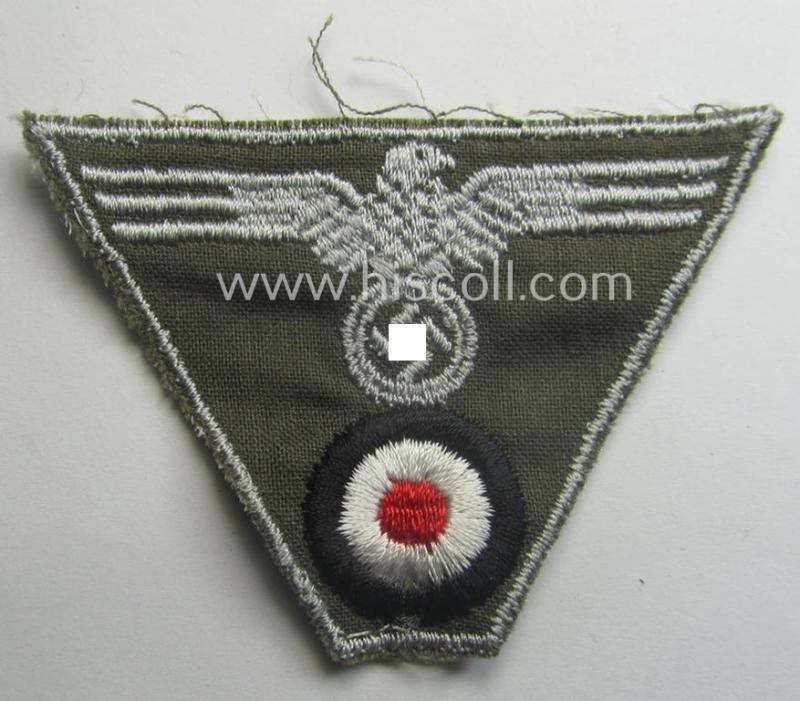 Interesting, later-war-period WH (Heeres) so-called: 'M43-pattern') cap-eagle/cocarde (ie. cap-trapezoid) as was specifically produced for usage on the so-called: 'M-43'-model field-caps (ie. 'Einheitsfeldmützen') — image 2