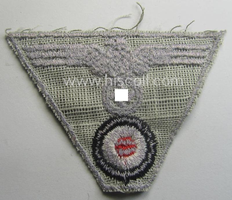 Interesting, later-war-period WH (Heeres) so-called: 'M43-pattern') cap-eagle/cocarde (ie. cap-trapezoid) as was specifically produced for usage on the so-called: 'M-43'-model field-caps (ie. 'Einheitsfeldmützen') — image 4