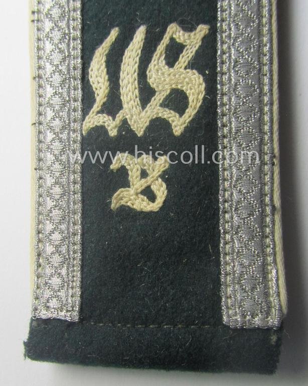 Superb - albeit regretttably single - example of an early-war-period (ie. 'M40'-pattern), WH (Heeres) 'cyphered', NCO-type shoulderstrap as was intended for an: 'Uffz. der Infanterie und Mitglied des Unteroffizierschule Bergzabern' — image 2