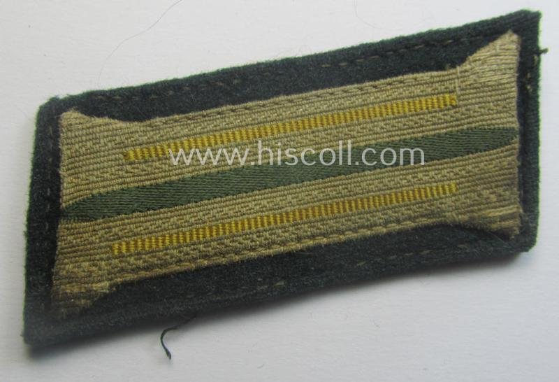 Fully matching pair of pre- (ie. early-war-) period WH (Heeres) 'M36' (ie. 'M40'-) type collar-patches (ie. 'Einheitskragenspiegel') as piped in bright-yellow-coloured branchcolour as intended for usage by a: 'Soldat der Nachrichten-Trpn.' — image 2