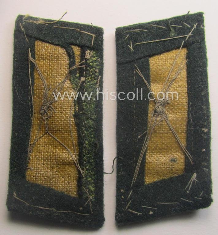 Fully matching pair of pre- (ie. early-war-) period WH (Heeres) 'M36' (ie. 'M40'-) type collar-patches (ie. 'Einheitskragenspiegel') as piped in bright-yellow-coloured branchcolour as intended for usage by a: 'Soldat der Nachrichten-Trpn.' — image 3