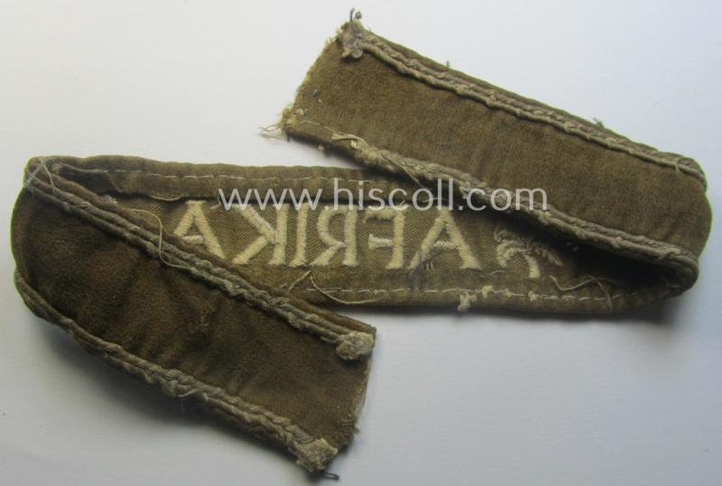 Neat, WH cuff-title (ie. 'Ärmelstreifen') entitled: 'Afrika' that comes in a clearly issued, worn- and/or most certainly once tunic-attached, condition — image 4