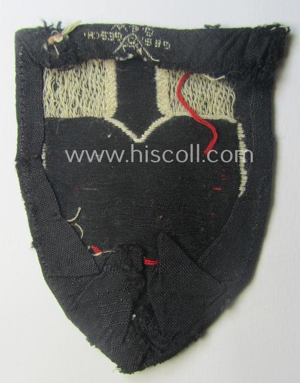'BeVo'-woven enlisted-mens'- (ie. NCOs'-) pattern, so-called: RAD (ie. 'Reichsarbeitsdienst') sleeve-badge (or: 'Dienststellenabzeichen') bearing the specialist- ie. unit-designation: '145/10' — image 2