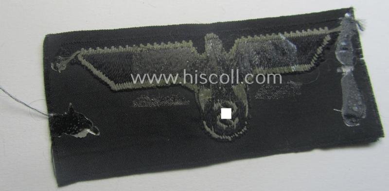 WH (Heeres) later- (ie. mid-war-) period- and/or bluish-grey-coloured 'Panzer'-type side-cap-eagle a executed in the neat 'BeVo'-weave pattern onto a typical black-coloured background — image 3