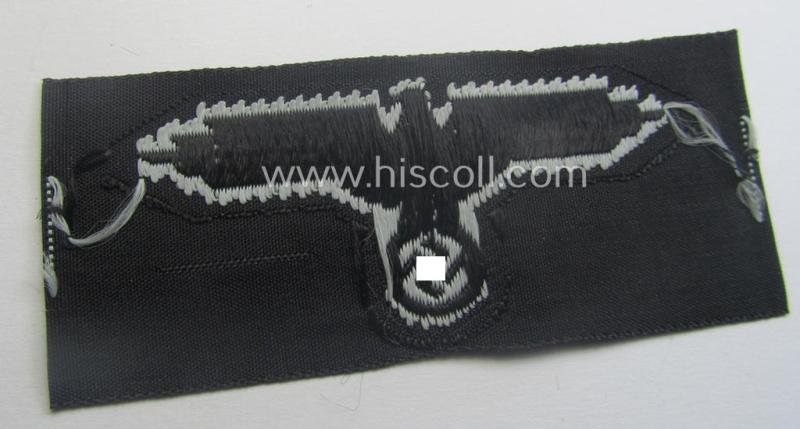 Mid- (ie. later-) war-pattern 'Waffen-SS'-type so-called: 'BeVo'-pattern, EM- (ie. NCO-) type side-cap eagle that comes in a never used- (ie. unconfectioned and 'virtually mint- ie. unissued'-), condition — image 3