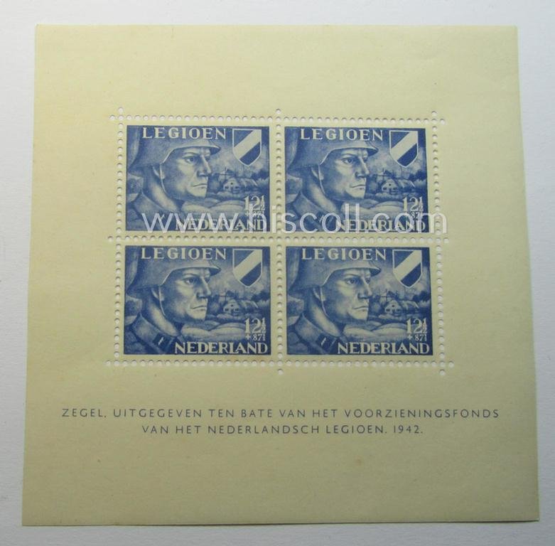 Neat - and complete! - set comprising of two Dutch 'blocks' of resp. 10 (ie. 4) postage-stamps, both as issued in mid-1942 in order to raise funds for the: 'Voorzieningsfonds' of the Dutch Legion (ie. for the Waffen-SS volunteers) — image 2