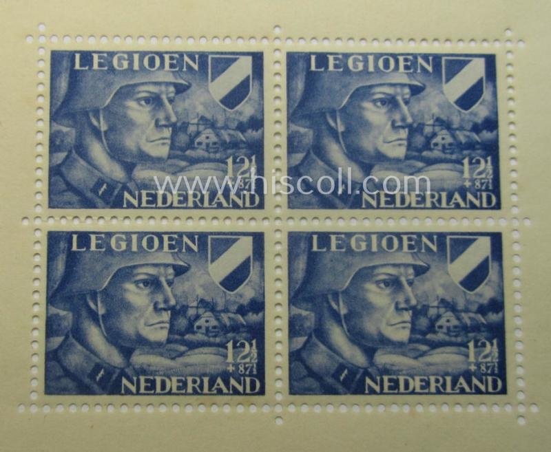 Neat - and complete! - set comprising of two Dutch 'blocks' of resp. 10 (ie. 4) postage-stamps, both as issued in mid-1942 in order to raise funds for the: 'Voorzieningsfonds' of the Dutch Legion (ie. for the Waffen-SS volunteers) — image 3