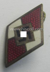 HJ (ie. 'Hitlerjugend') enamelled lapel-pin (ie.: 'Raute') with a: 'RzM …