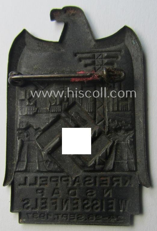 Commemorative, reddish-bronze-toned N.S.D.A.P.-related day-badge (ie. 'tinnie') as issued to commemorate the: 'Kreisappell - NSDAP Weissenfels - 24.-28. Sept. 1937' — image 2