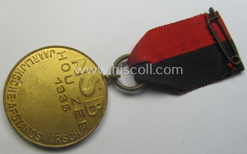Superb - and very nicely preserved! - Dutch NSB-party-related: 'Marschmedaille' being a multi-coloured, enamelled specimen that was issued to commemorate participation in the: 'NSB - Hou Zee - Jaarlijkse Afstandmarsch 1935' — image 3