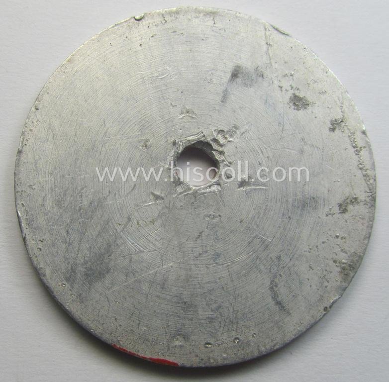 Neat - and fairly unusually seen! - WWII- (ie. TR-) period, so-called: license-plate-plaque, being a bright-red-coloured- and/or aluminium-based example that shows the superimposed text: 'Landrat des Kreises Weißenfels' — image 2