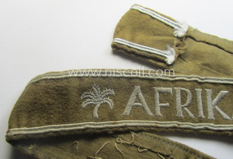Moderately used, WH cuff-title (ie. 'Ärmelstreifen') entitled: 'Afrika' (being a hardly shortened example that comes in an overall very nice- (ie. issued and clearly worn ie. once tunic-attached-), condition — image 2