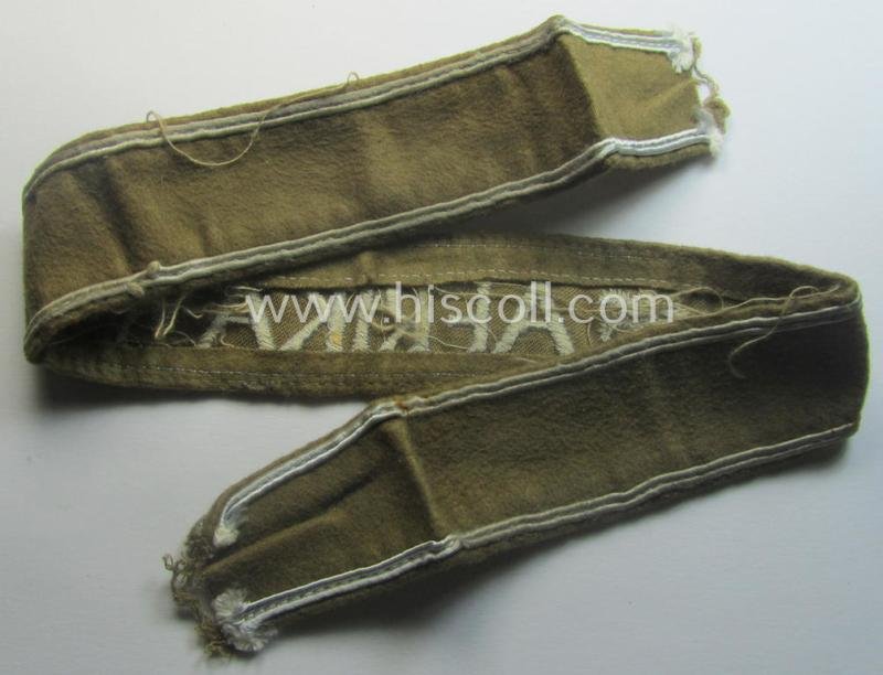Moderately used, WH cuff-title (ie. 'Ärmelstreifen') entitled: 'Afrika' (being a hardly shortened example that comes in an overall very nice- (ie. issued and clearly worn ie. once tunic-attached-), condition — image 4