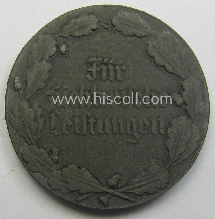Greyish-silver-toned, 'Reichsnährstand'- (ie. 'RNSt.'-) related, commemorative-award-plaque entitled: 'Reichsnährstand - Landesbauernschaft - Blut und Boden - für züchterische Leistungen' and that comes stored in its period etui — image 4