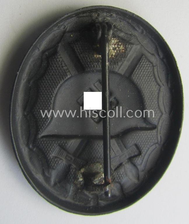 Minimally used- and/or hardly worn black-class wound-badge (or: 'Verwundeten-Abzeichen in Schwarz') being a typical non-maker-marked (and typically magnetic!) example — image 2