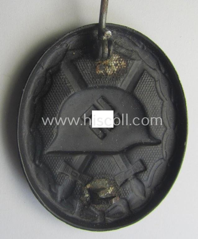 Minimally used- and/or hardly worn black-class wound-badge (or: 'Verwundeten-Abzeichen in Schwarz') being a typical non-maker-marked (and typically magnetic!) example — image 3