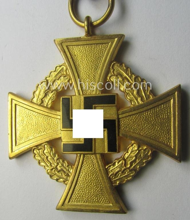 'Treuedienst Ehrenzeichen 1. Klasse' (or: golden-class, civil loyal-service-medal as intended for 40 yrs. of loyal service) being a maker- (ie. '1'-) marked specimen by the: 'Deschler & Sohn'-company — image 2