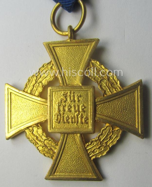 'Treuedienst Ehrenzeichen 1. Klasse' (or: golden-class, civil loyal-service-medal as intended for 40 yrs. of loyal service) being a maker- (ie. '1'-) marked specimen by the: 'Deschler & Sohn'-company — image 4