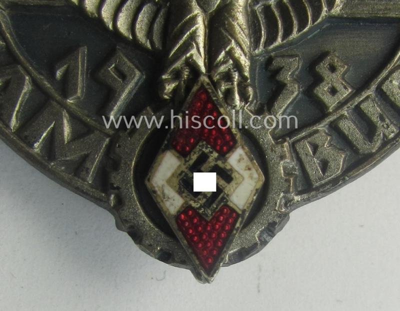 Rarely found, HJ- ie. BDM (ie. 'Hitlerjugend' or: 'Bund Deutscher Mädel') related day-badge: 'Reichskampf Hamburg 1938' — image 2