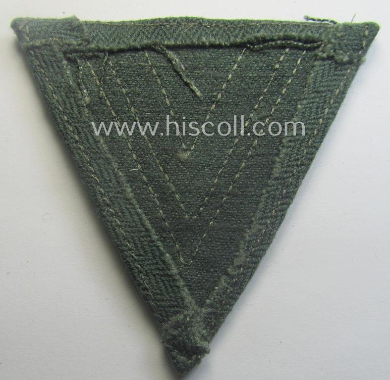 WH (Heeres ie. Waffen-SS) 'Armwinkel' (or: arm-chevron) as was executed on a greenish-coloured- and/or 'HBT'-like (ie. 'Drillich'-) based background as was specifically intended for usage by an: 'Obergefreiter' (ie. 'SS-Rottenführer') — image 3