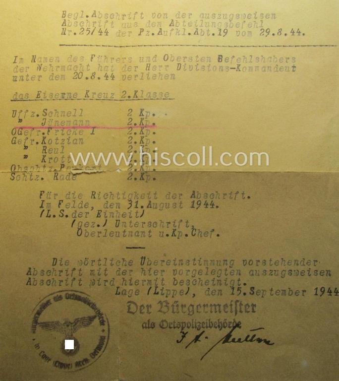 Interesting (and complete!) 'Eisernes Kreuz II. Klasse'-set comprising of a non-maker-marked example that comes stored in its period, 'Zellstoff'-based pouch by the distributor (ie. 'Hersteller'): 'Gottlieb & Wagner - Oberstein/Nahe' — image 5